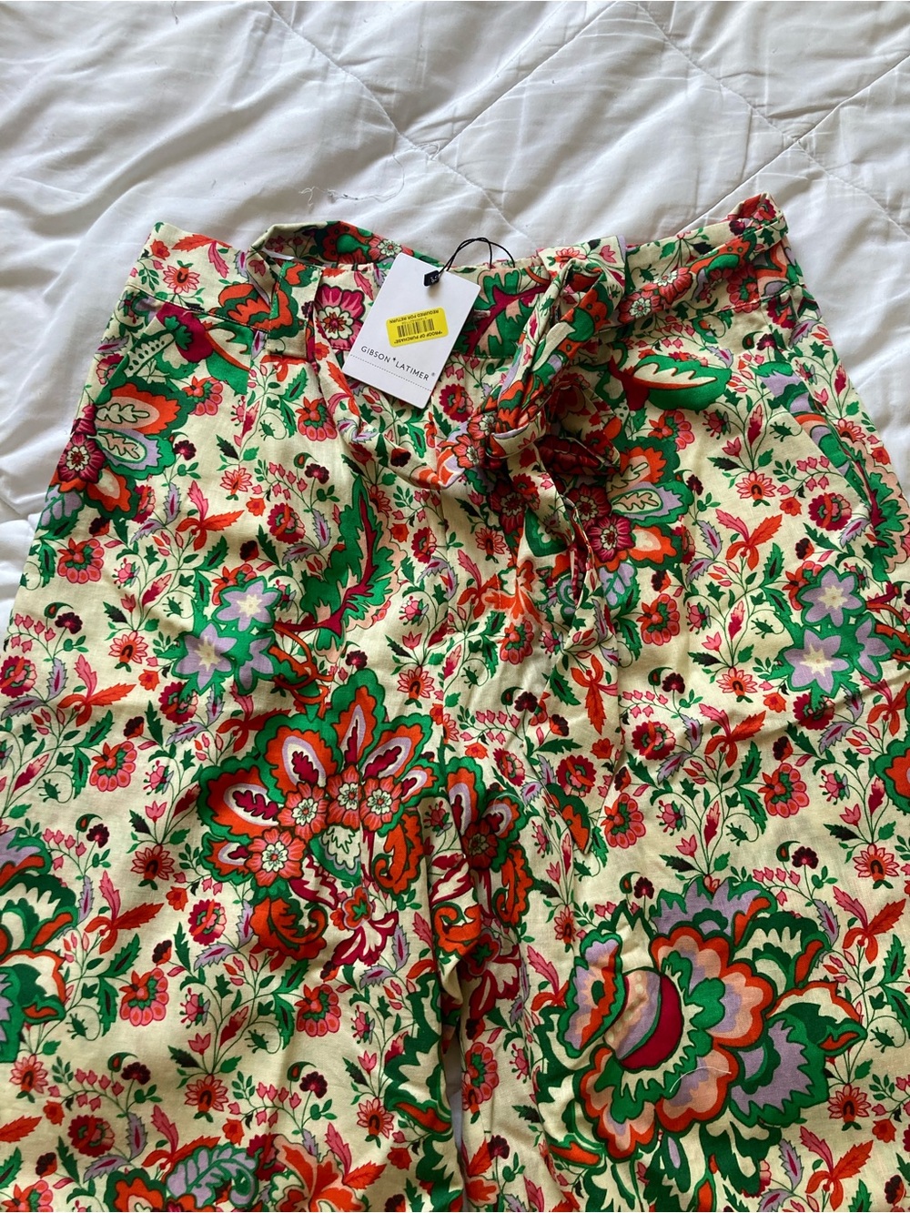 Gibson Latimer Women’s L Floral Wide Leg Pants Boho Paisley Multicolor NWT